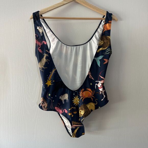 Anthropologie Karen Mabon Mermaid  Zodiac Low Back One Piece Swimsuit Size Small - Picture 5 of 8